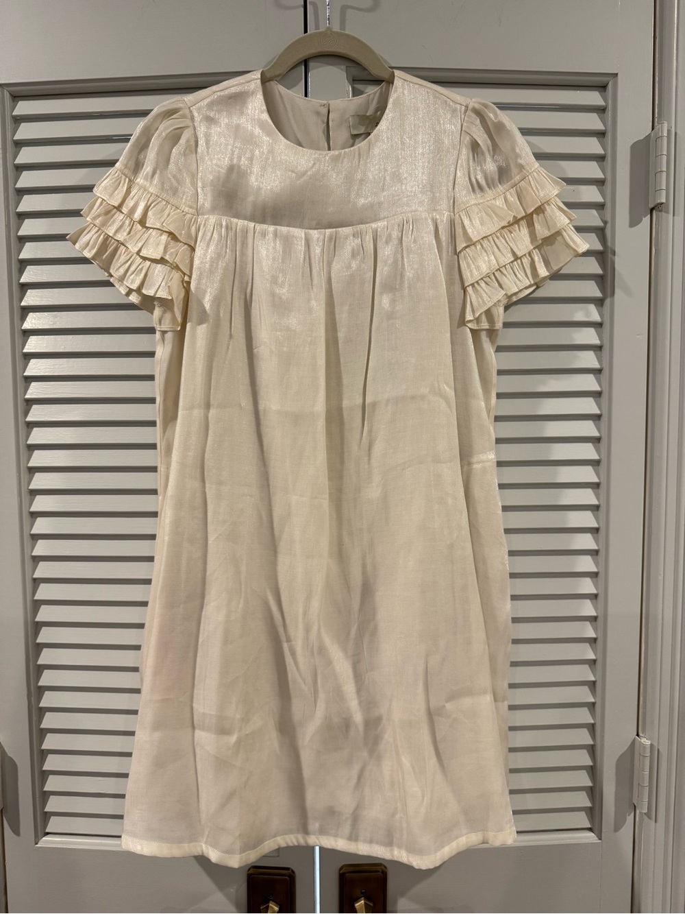 Pinch Cream Ruffled Sleeve Party Dress